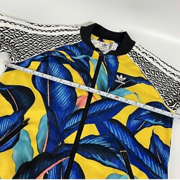 (Set) Limited Edition Blue Tropical Adidas Track  Jacket with Matching Tank-top - Picture 6 of 13
